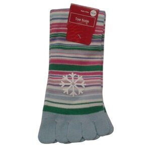Toe Socks One Size Women Teens Striped Snowflake Design Multicolor NEW